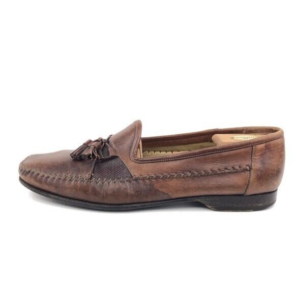 Santoni Brown Leather Kiltie Tassel Loafers 11D main image 3